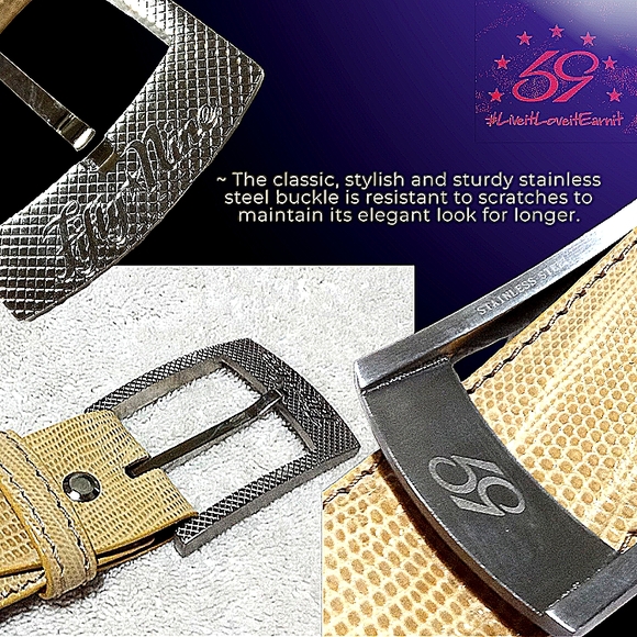 New 59 Belts | Customizable Handmade Genuine Lizard Belt | 40" Ivory | Made USA - Picture 9 of 16